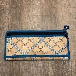 Handcrafted natural reed blue wallet/clutch
